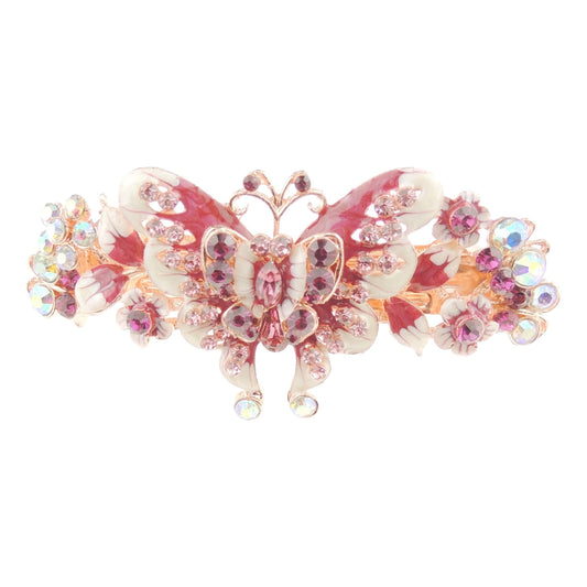 Womens Girls Crystal Rhinestone Diamante Wedding Birthday Party Evening School Ponytail Fine Medium Thick Hair Accessories Barrette Hairpin Grip French Spring Clip Enamel Butterfly Flower Leaves