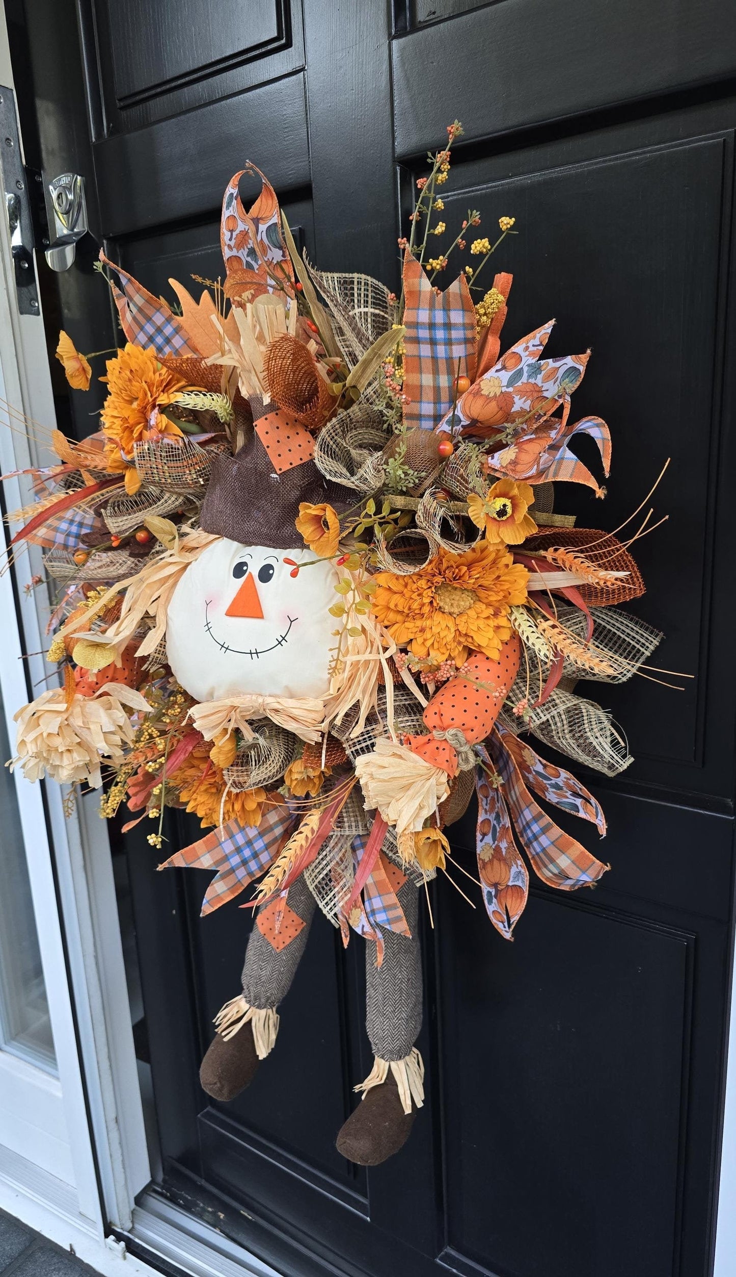 Luxury Scarecrow Autumn Wreath | Harvest Front Door Wreath | Thanksgiving Fall Decor | 50cm (20")