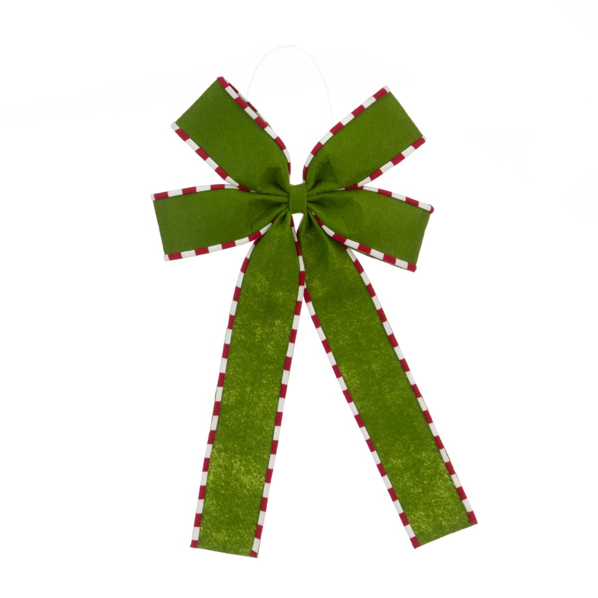 Green Felt Soft White Red Edge Festive Bow Hanging Christmas Bow Xmas Tree Wreaths Decor Decoration