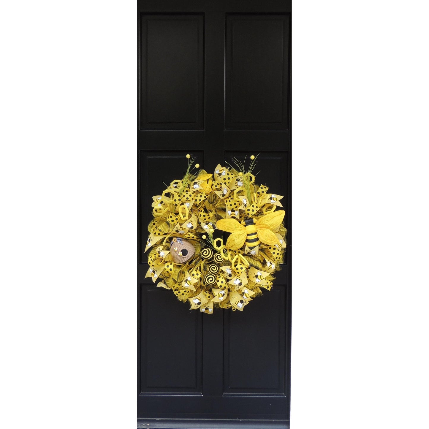 Luxury Large Bumblebee Bee Front Door Wreath Summer Spring Decor Hanger Wall Decoration Housewarming Gift Farmhouse Rustic Everyday Honeybee
