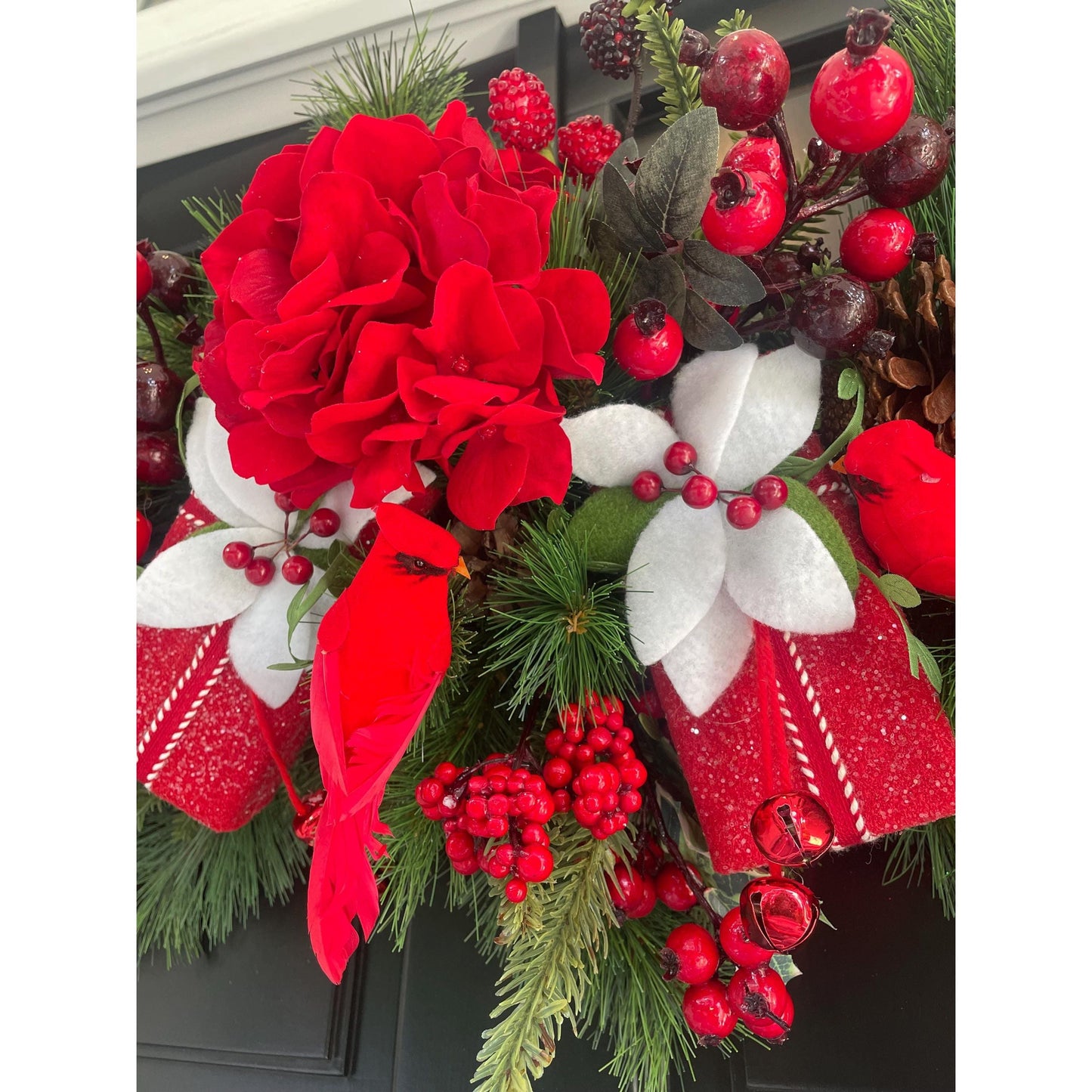 Traditional Red Green Christmas Wreath Front Door Luxury Home Decorations Xmas Winter Mantle Decor Holiday Wreath Advent Swag Xmas Farmhouse