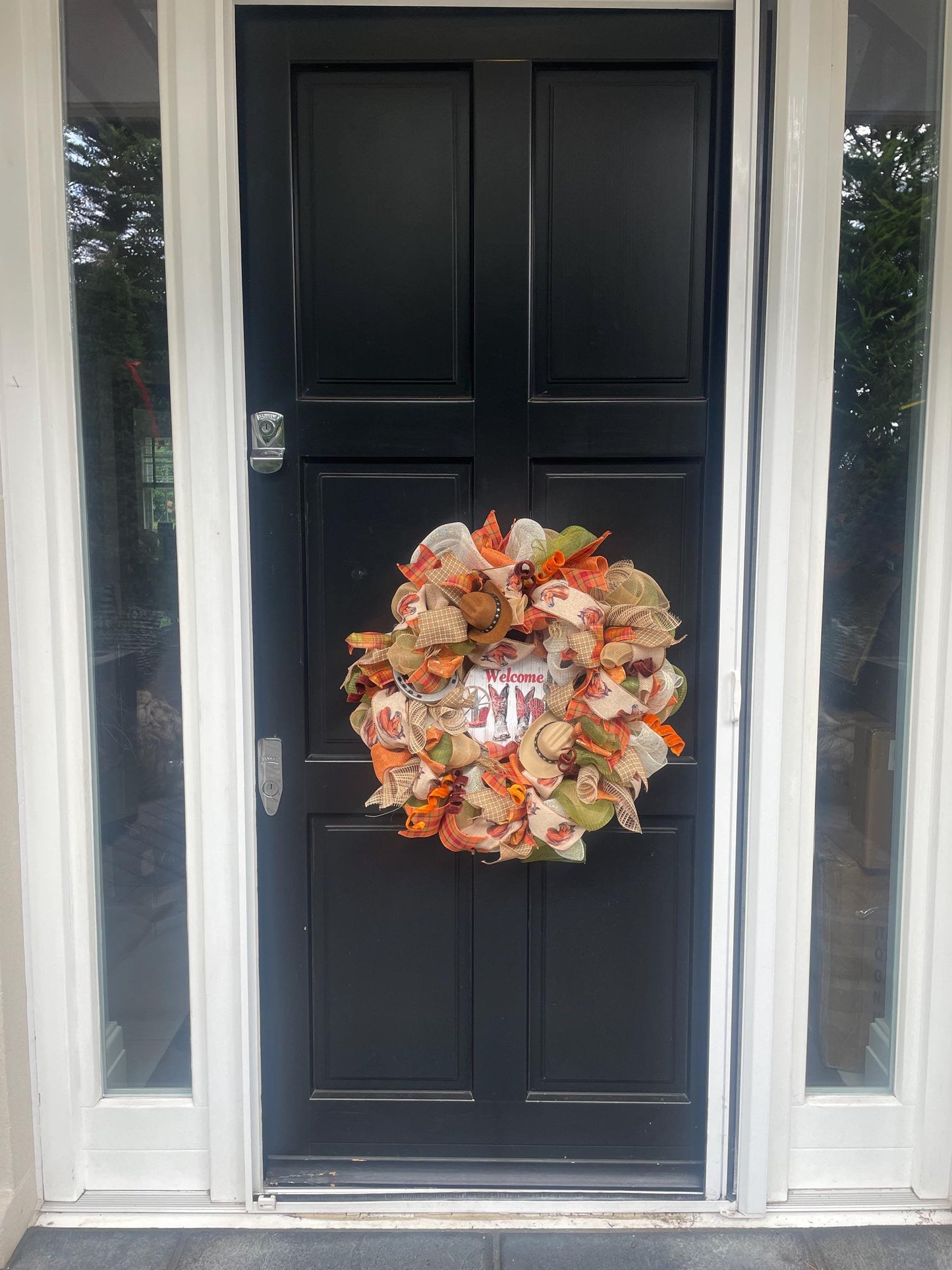 Luxury Southern Charm Welcome Wreath | Western Ranch Front Door Decor | Horse Lover Farmhouse Wreath