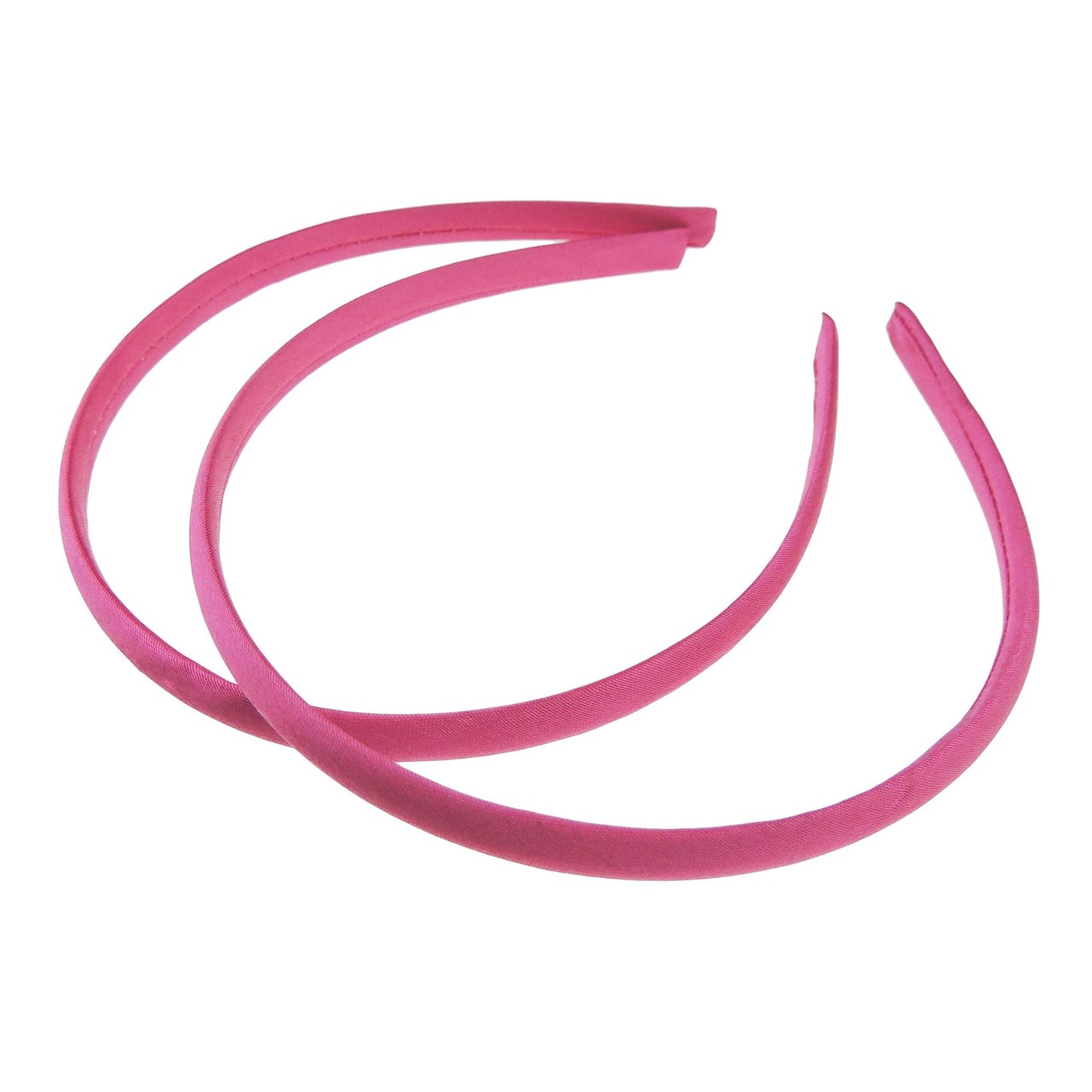 Pair of 2 Slim Thin 1cm Satin Covered Girls Party Satin Plain DIY Alice Headband Hairband Head Hair Band Kids School Uniform (Violet)