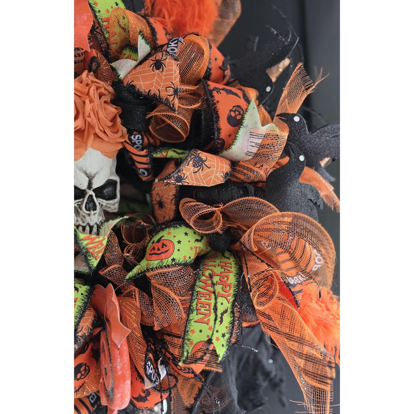 XL Oversized Halloween Front Door Wreath Hanger Skeleton SKELLY Skull Wall Porch Hanger Handmade House Home Decor Decorations Welcome Gothic