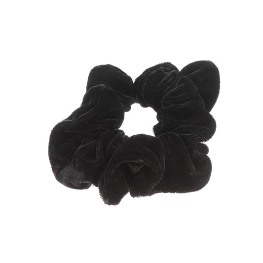 Womens Girls Velvet School Large Fabric Evening Scrunchie Christmas Birthday Bridal Wedding Bridesmaid Party Ponio Hair Tie Up Back Elastic Accessories Bobbles Ponytail Holder Rubber Bands (Black)