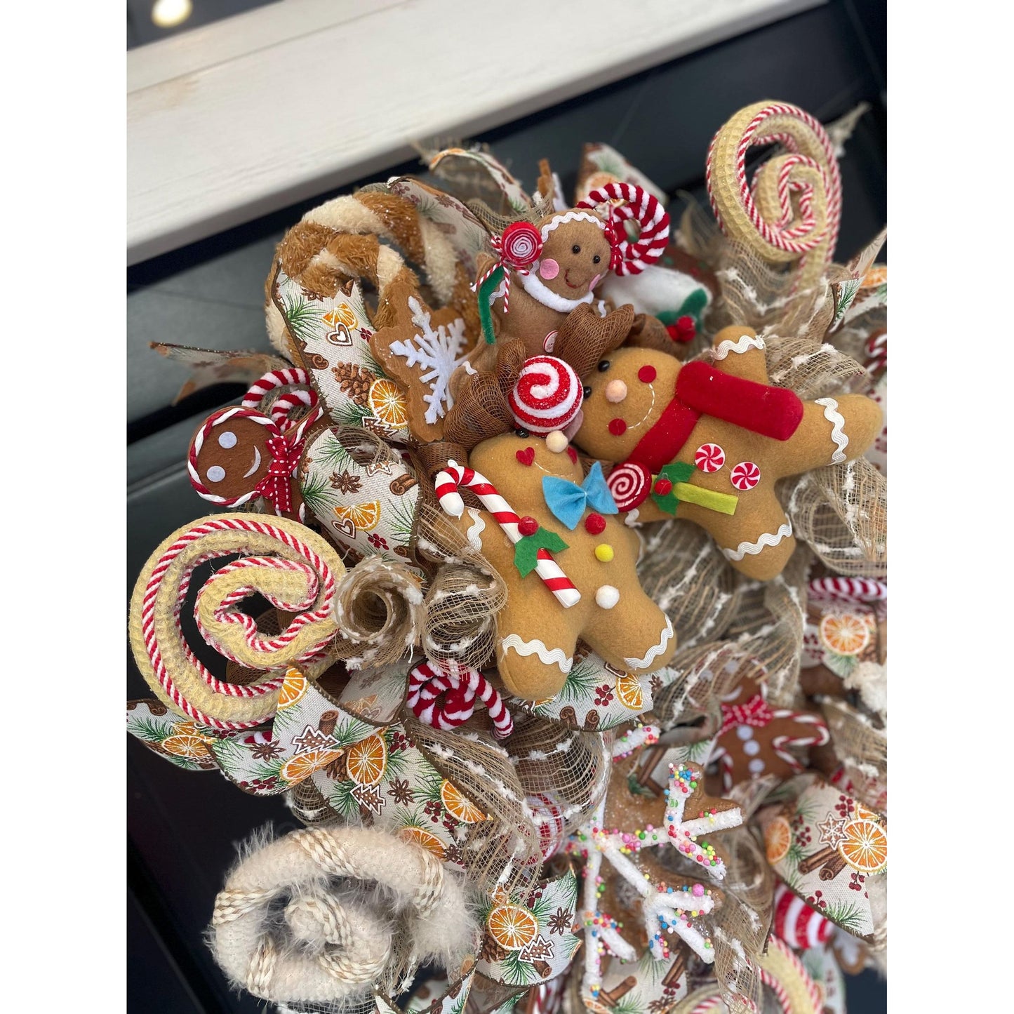 Gingerbread luxury Christmas Front Door Wreath Traditional Elegant Porch Holiday House Home Decor Decoration Winter Swag Designer Unique