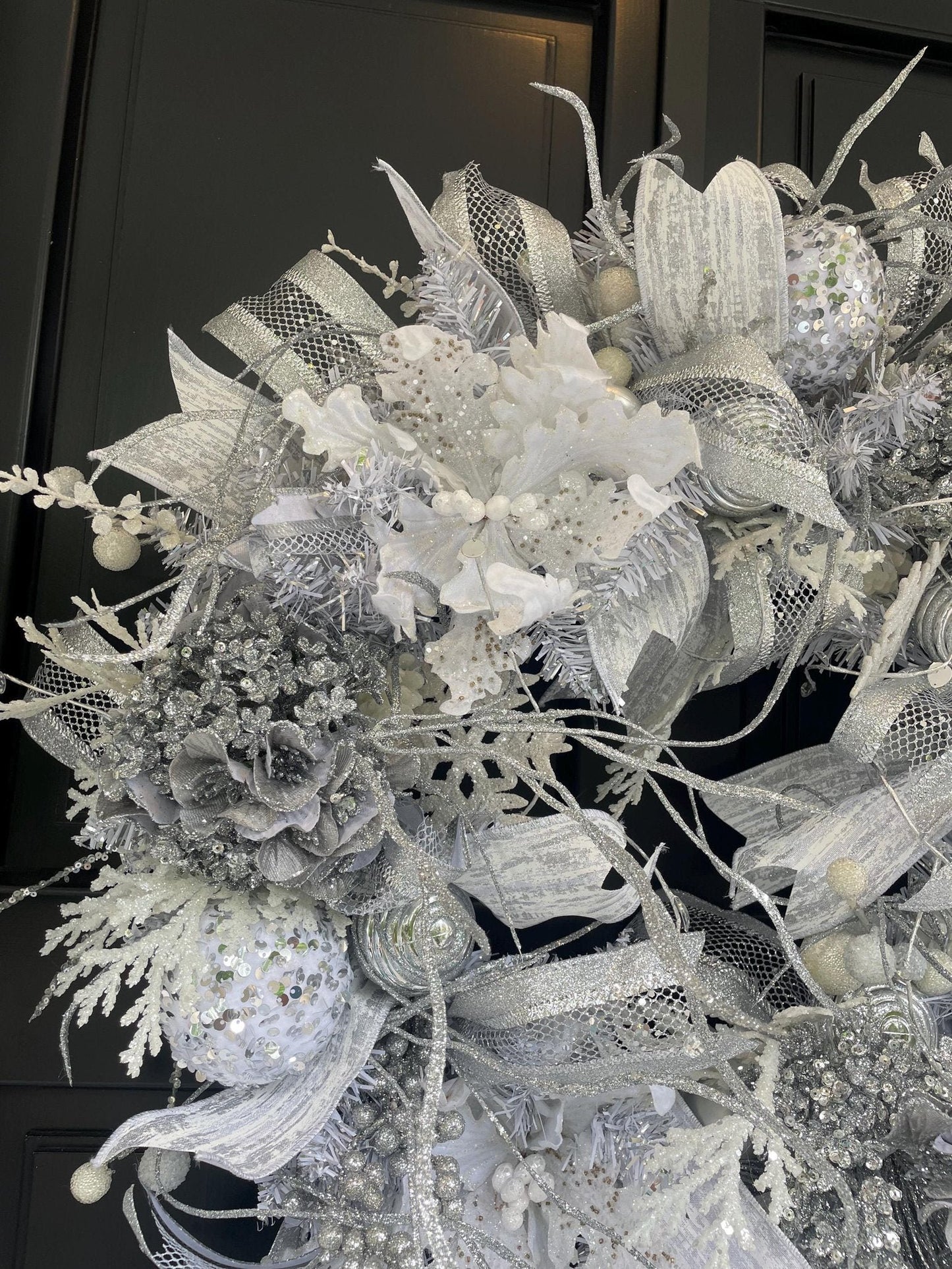 Luxury White & Silver Christmas Wreath | Winter Wonderland Front Door Wreath | 50cm (20")