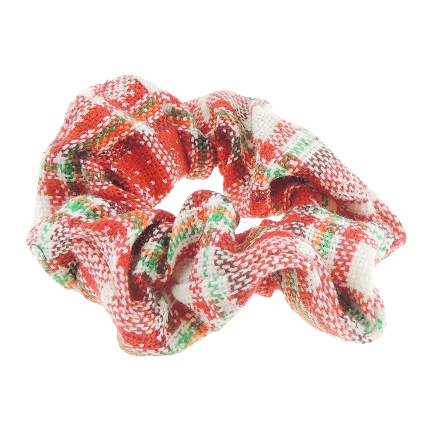 Festive Womens Girls Fabric Snowflake Tartan Plaid Tinsel School Christmas Party Bag Ponio Rope Hair Tie Up Back Elastic Accessories Bobbles Ponytail Holder Rubber Bands Scrunchie