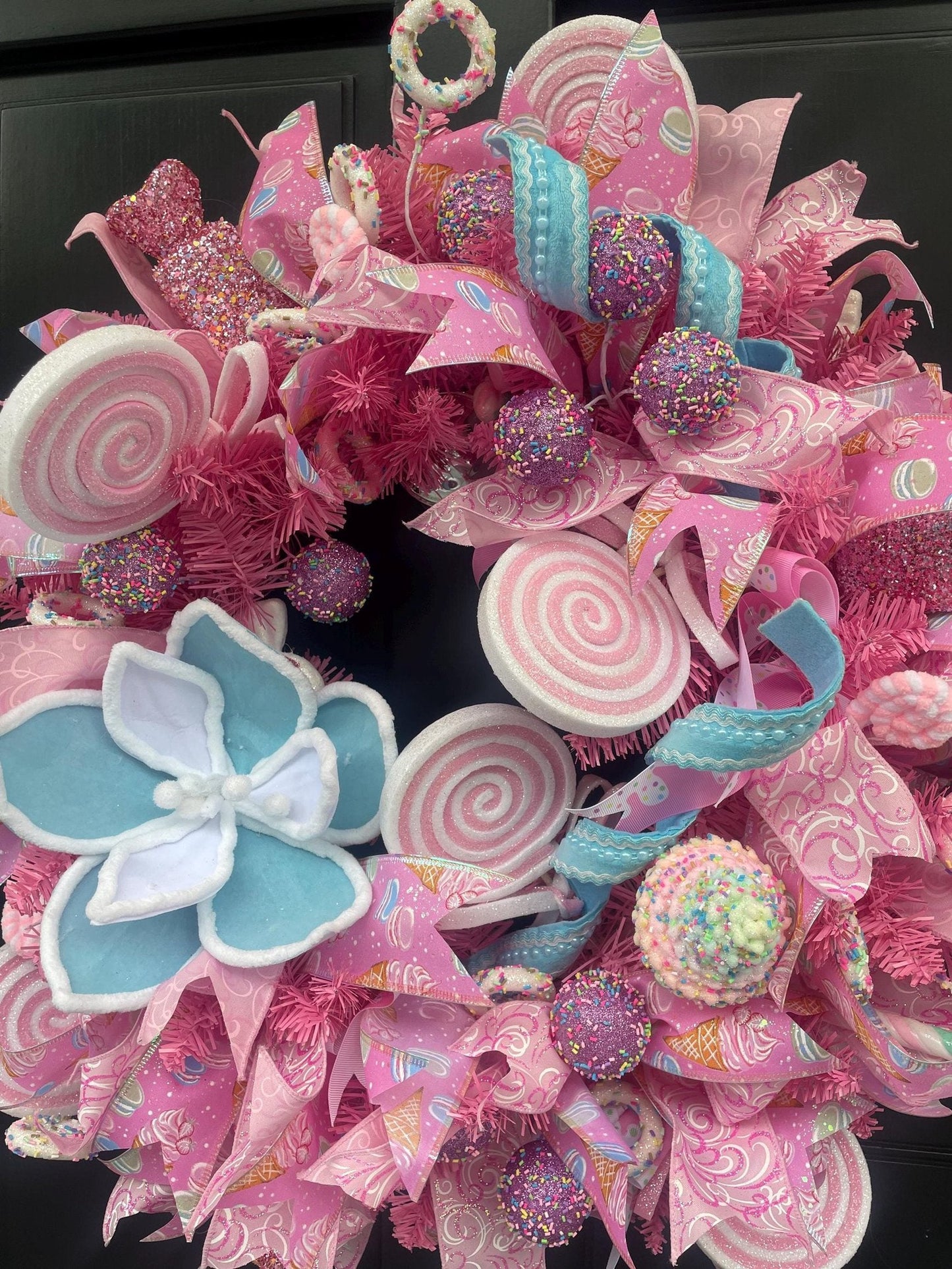 Luxury Pink Christmas Wreath | Handmade Candyland Front Door Wreath | 60cm (24")