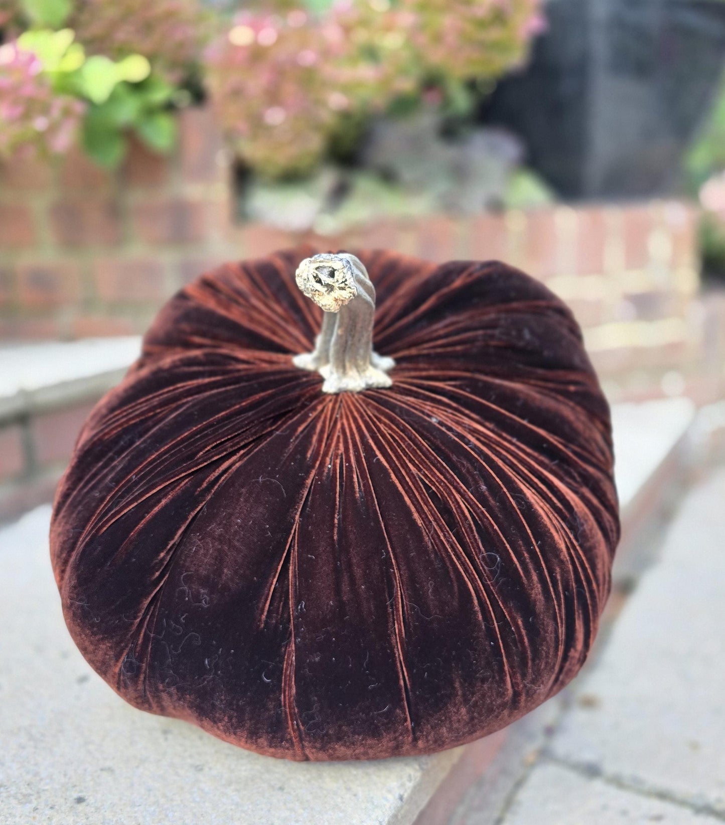 LARGE Silk Velvet Pumpkin, Rustic Farmhouse Decor, Wedding Centerpiece,Thanksgiving Table,Hostess Gift Idea Autumn Fall Dark Brown Chocolate
