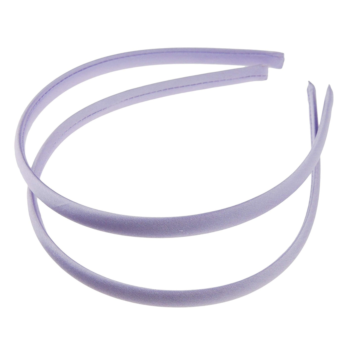 Pair of 2 Slim Thin 1cm Satin Covered Girls Party Satin Plain DIY Alice Headband Hairband Head Hair Band Kids School Uniform (Violet)