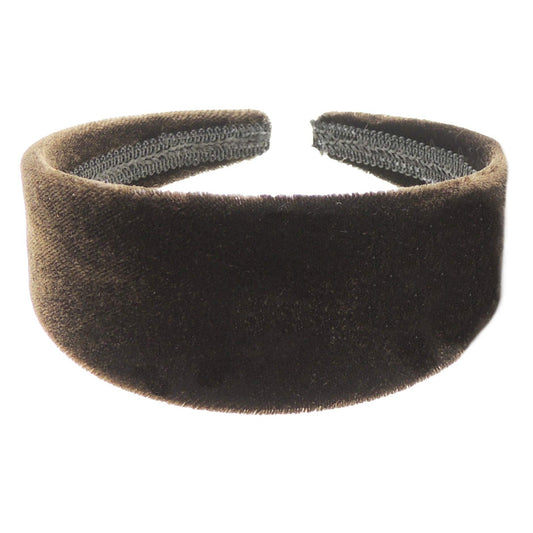 Cute Girls Womens SMALL HEAD Soft Velvet Winter Fabric Wide Gym Work School Makeup Birthday Wedding Headpiece Plain Wide Headband Alice Band Hair Accessory Hairband (Chocolate)