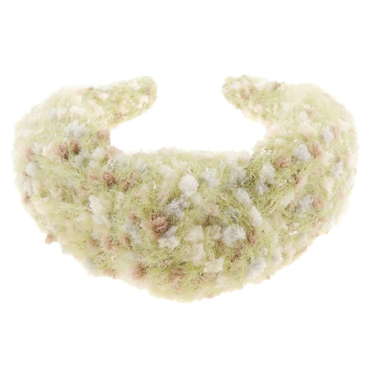Womens Girls Soft Chunky Boucle Tweedy Wool Look Top Knot Twist Wide Thick Fashion Formal Evening Boho Vintage Headband Alice Band Hair Hairband Birthday Wedding Guest Bridesmaid (Baby Pink)