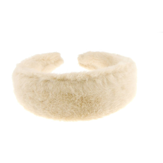 Womens Girls Thick Wide Soft Plush Faux Fur Fabric Boho Vintage Look Winter Christmas Birthday Wedding Bridesmaid Party Headpiece Accessories Hairband Head Hair Headband Alice Band