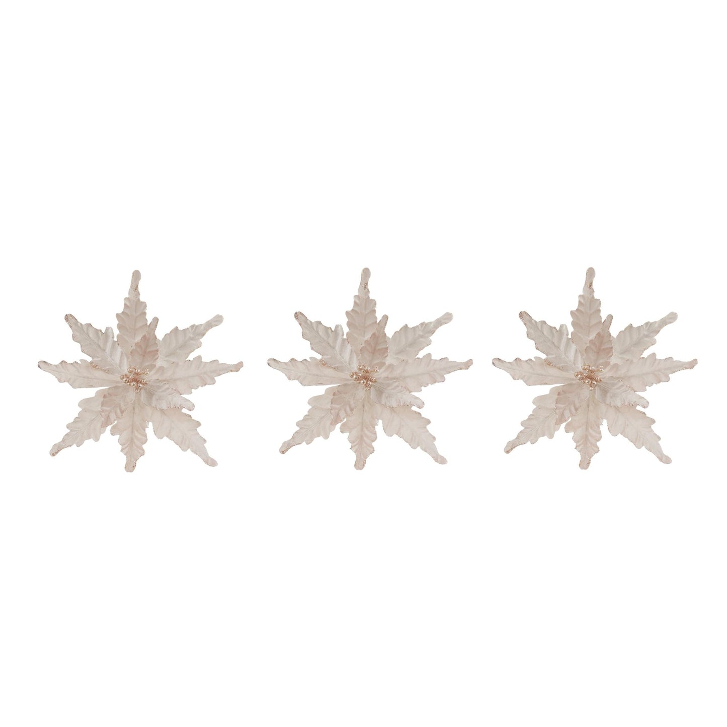 Glamour Girlz Set of 3 Large Velvet Sequin 30cm Pink Poinsettia Flower Clip Christmas Tree Floral Pick Ornament Xmas Decor Garland Wreath Home Decoration