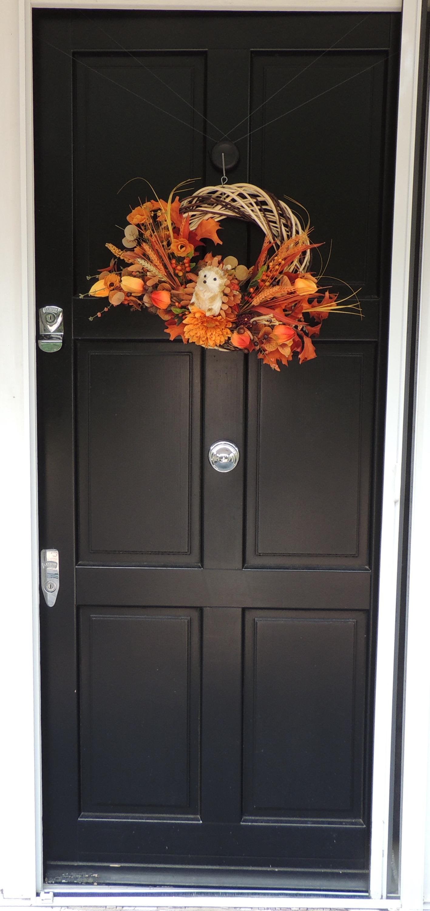 Orange Autumn Pumpkin Door Wreath, Green Fall Swag, Luxury Autumn Front Door Decor,Thanksgiving Wreath, Glam Fall Door Hanger,Harvest Wreath