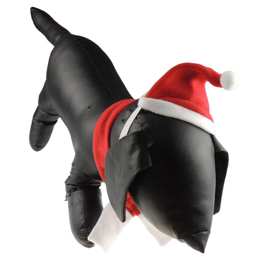 Cute Festive Red Funny Santa Claus Father XMAS Christmas Party Hat Scarf Boy Girl SMALL DOG BREED ONLY Puppy Kitten Cat Warm Winter Fleece Accessories Costume Clothes Fancy Dress Outfit Set