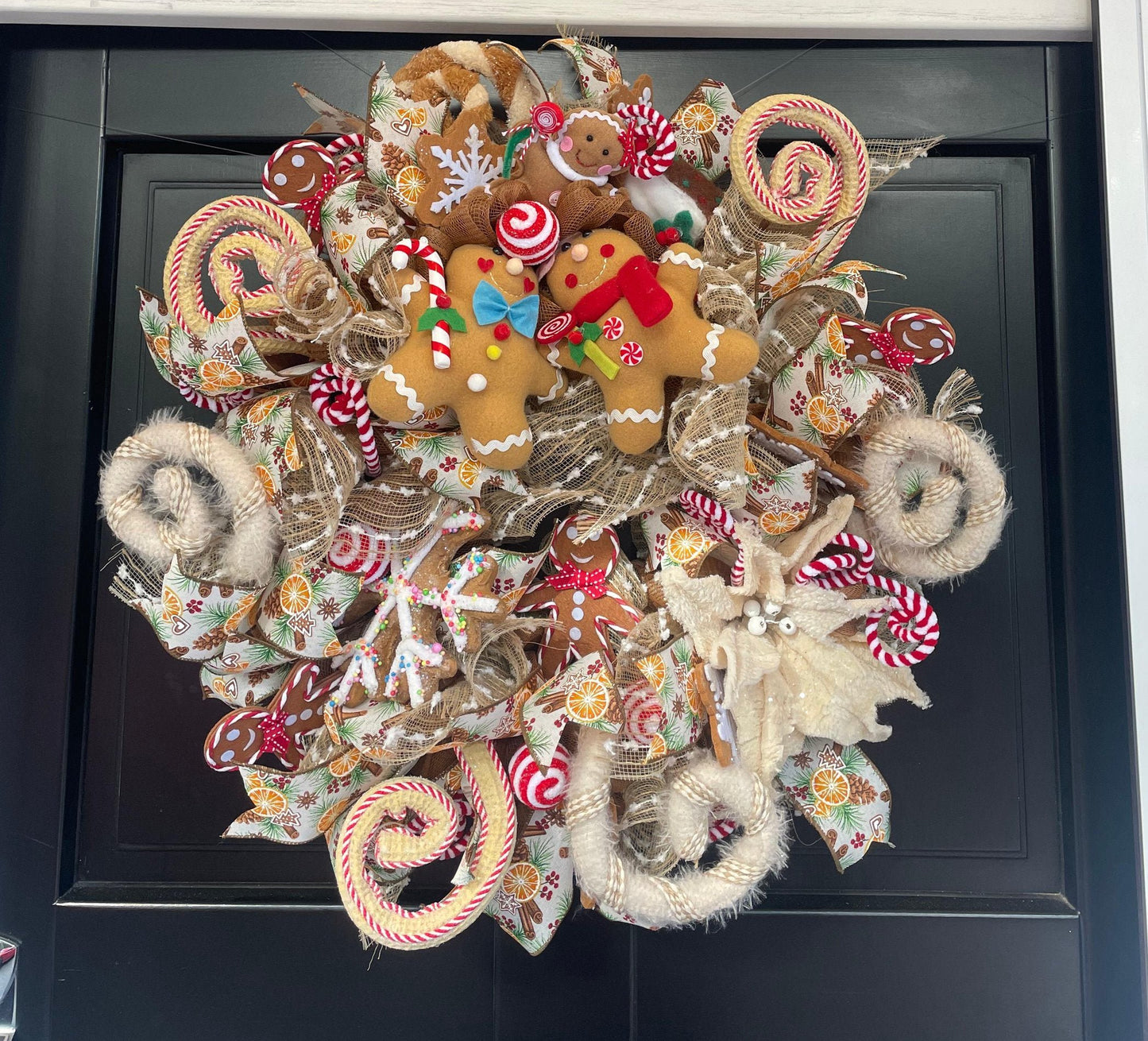Luxury Gingerbread Christmas Wreath | Candy Cottage Front Door Wreath | 50cm (20")
