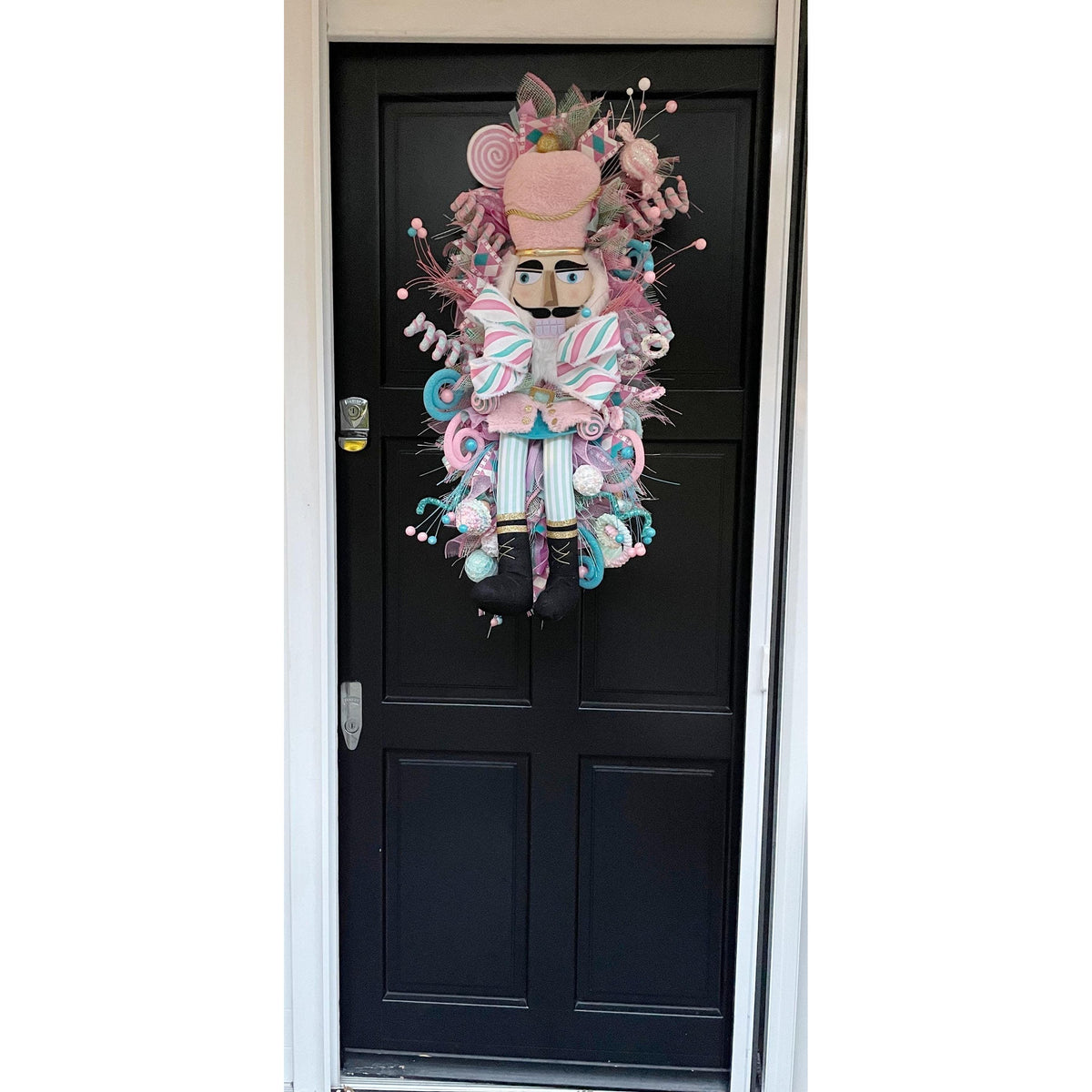 XXL Nutcracker Candy Christmas Wreath Front Door Sweets Pink Blue Xmas Swag