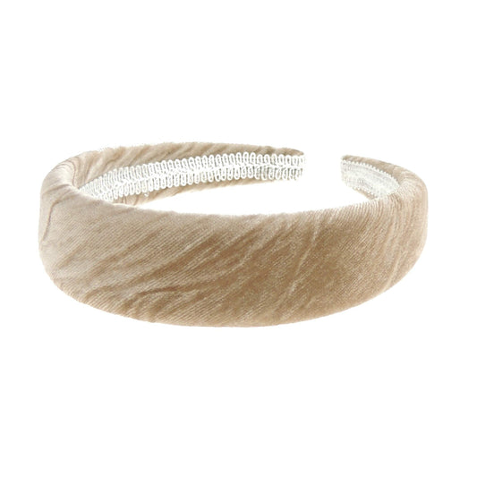 Womens Girls Occasion Wedding Bridal Party Birthday Christmas Evening Wide 3cm Slightly Padded Crushed Velvet Velour Hair Hairband Accessories Headband Alice Band (Gold)
