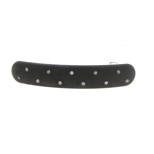 Womens Girls Crystal Diamante Classic Plain Wedding Birthday Party Evening Ponytail Fine Medium Hair Accessories Occasion Barrette Hairpin French Spring Clip Rectangular Thin Long Modern Matte Black