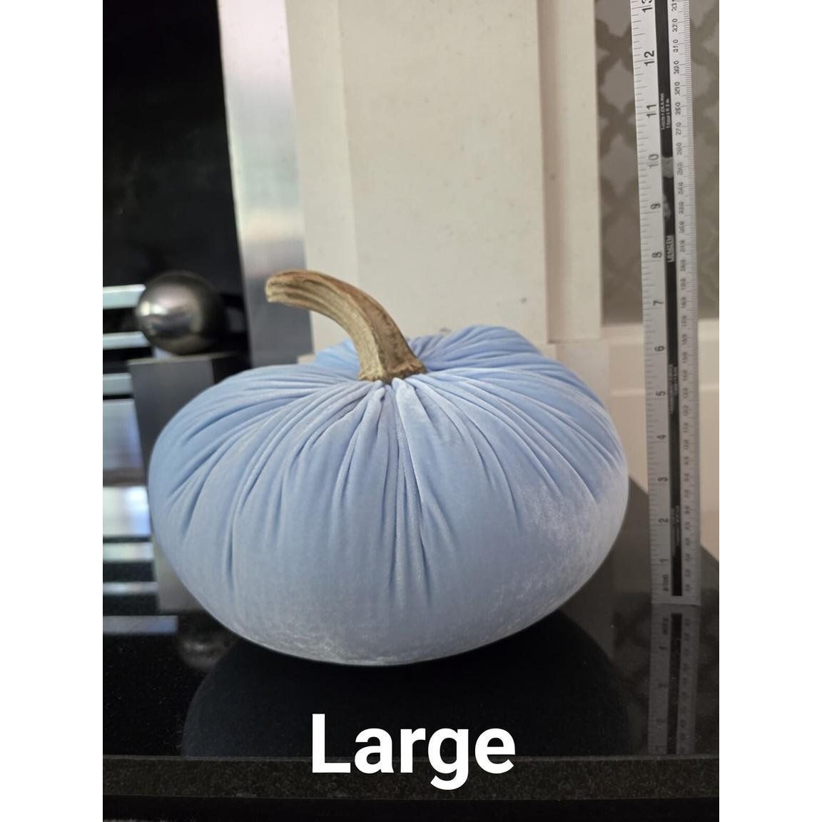 Royal Blue Luxury Silk Velvet LARGE Pumpkins Real Stem Harvest Autumn Handmade Home Decor Thanksgiving Table Decoration Centerpiece Ornament