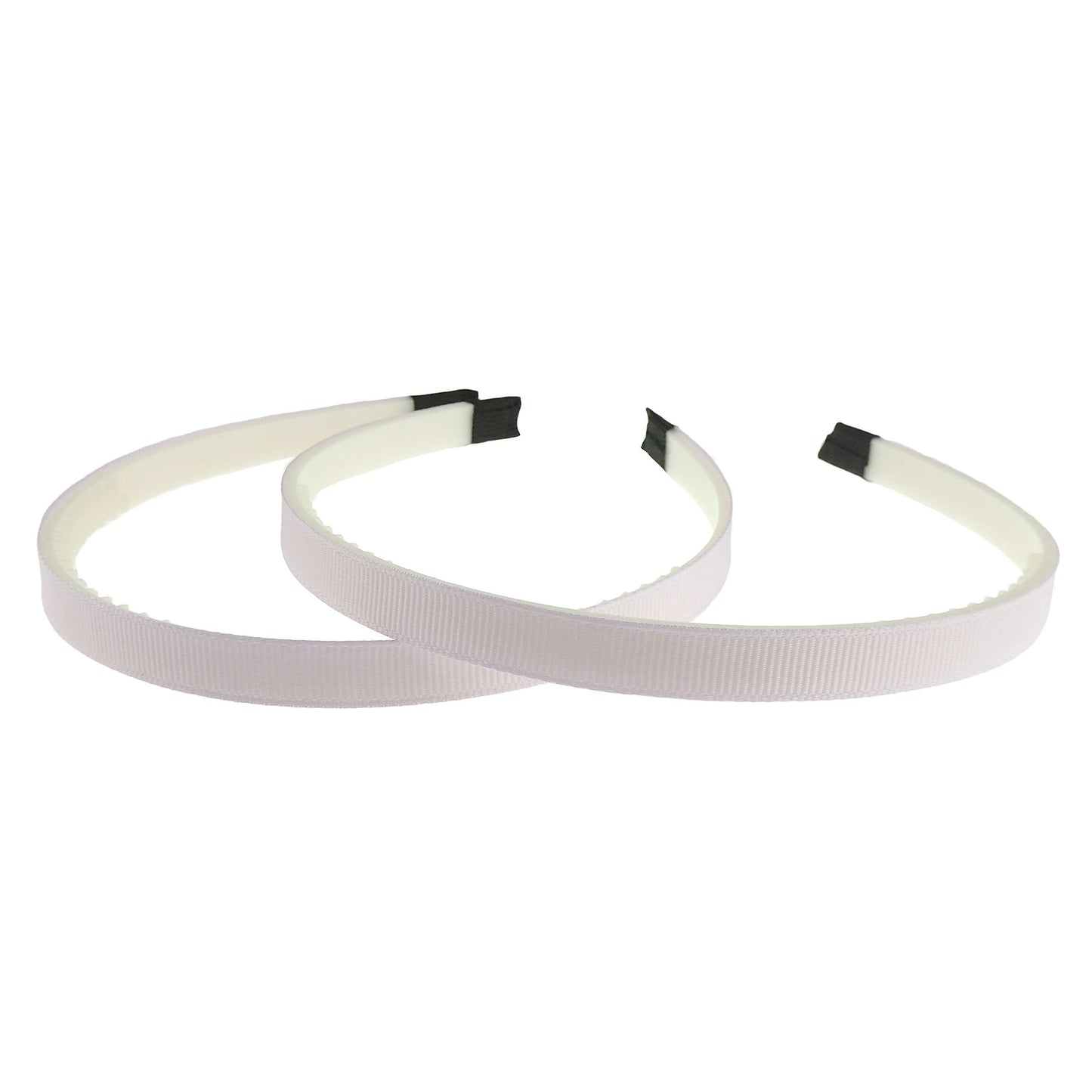 Ladies Girls Set of 2 Ribbed Satin Ribbon 10mm White Toothed Covered Headband Alice Band