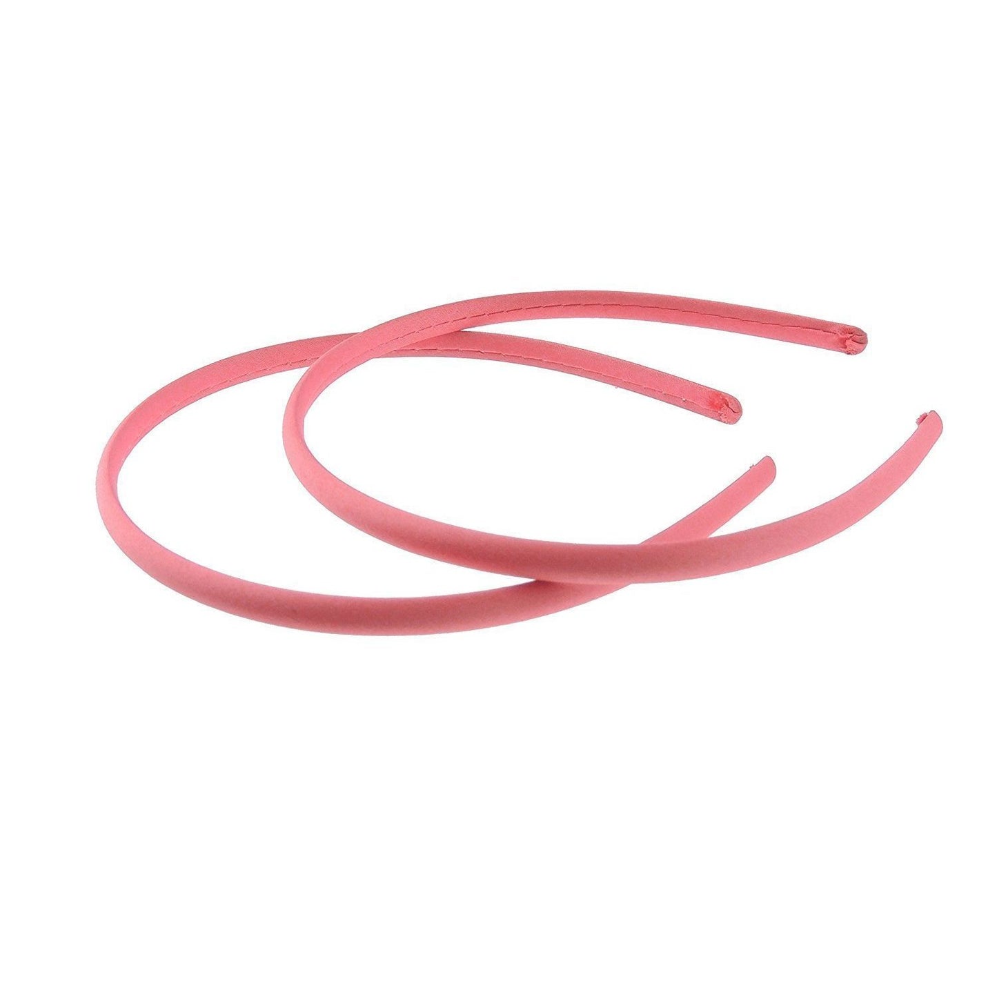 Pair of 2 Slim Thin 1cm Satin Covered Girls Party Satin Plain DIY Alice Headband Hairband Head Hair Band Kids School Uniform (Violet)