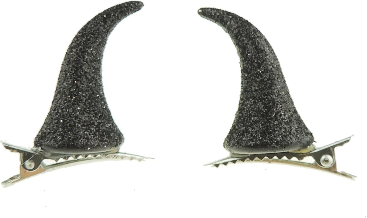 Sparkly Halloween Glitter Devil Horns Hair Clips, Set of 2