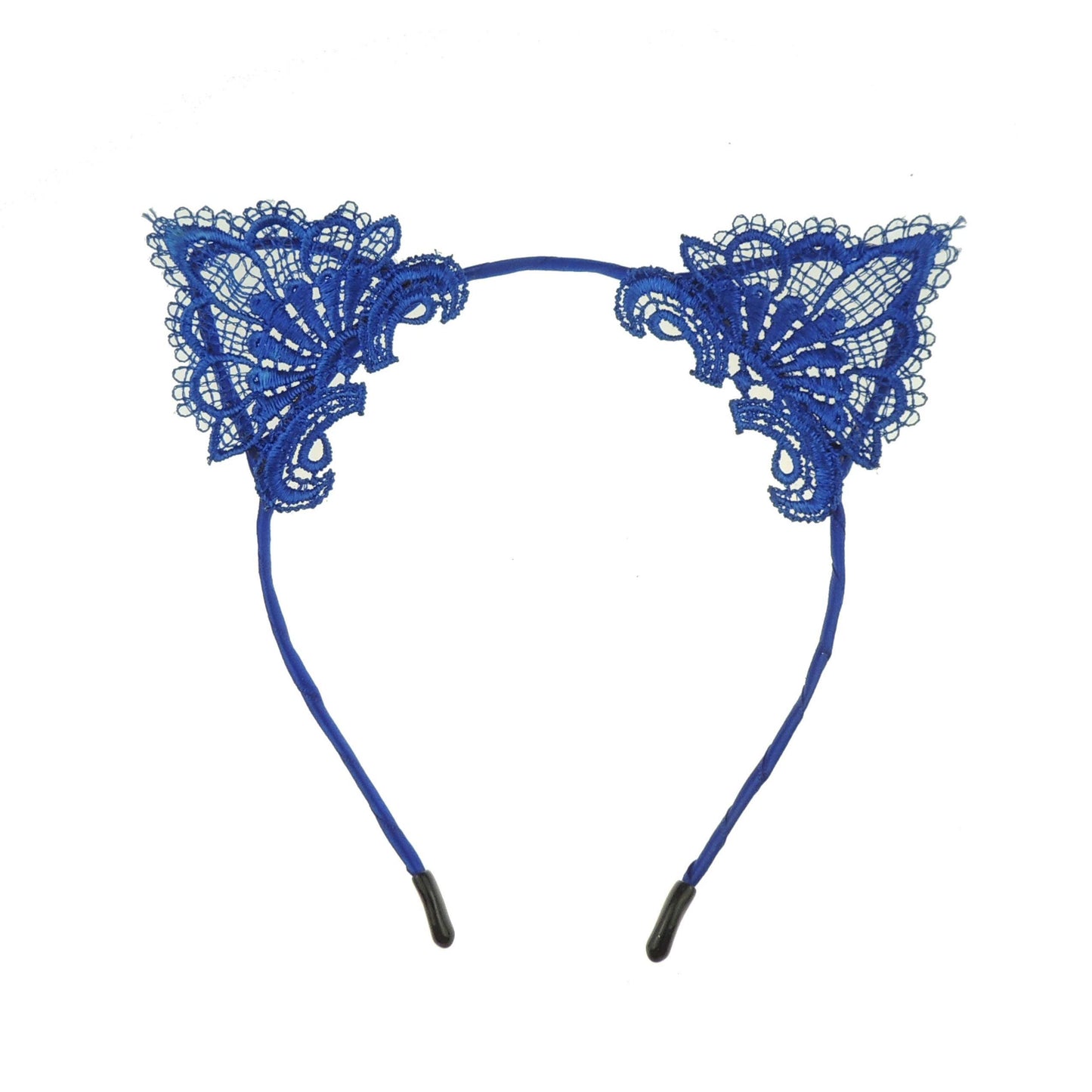 Glamour Girlz Womens Fancy Dress Up Party Role Play Cosplay Costume Christmas Hen Do Halloween Deeley Bopper Headband Hairband Hair Alice Band Fabric Lace Cat Kitten Ears Royal Blue