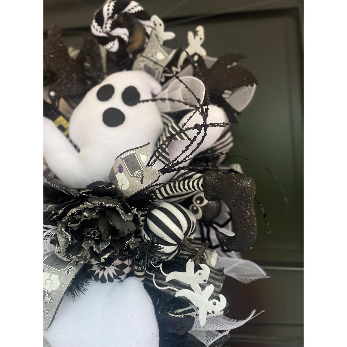 XL Ghost Fall Halloween Front Door Wreath Luxury Teardrop Rustic Wall Porch Hanger House Home Decor Decorations Spooky Ghoul Glam Boho