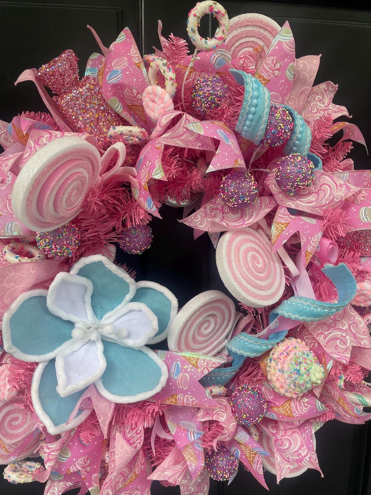 Luxury Pink Christmas Wreath | Handmade Candyland Front Door Wreath | 60cm (24")