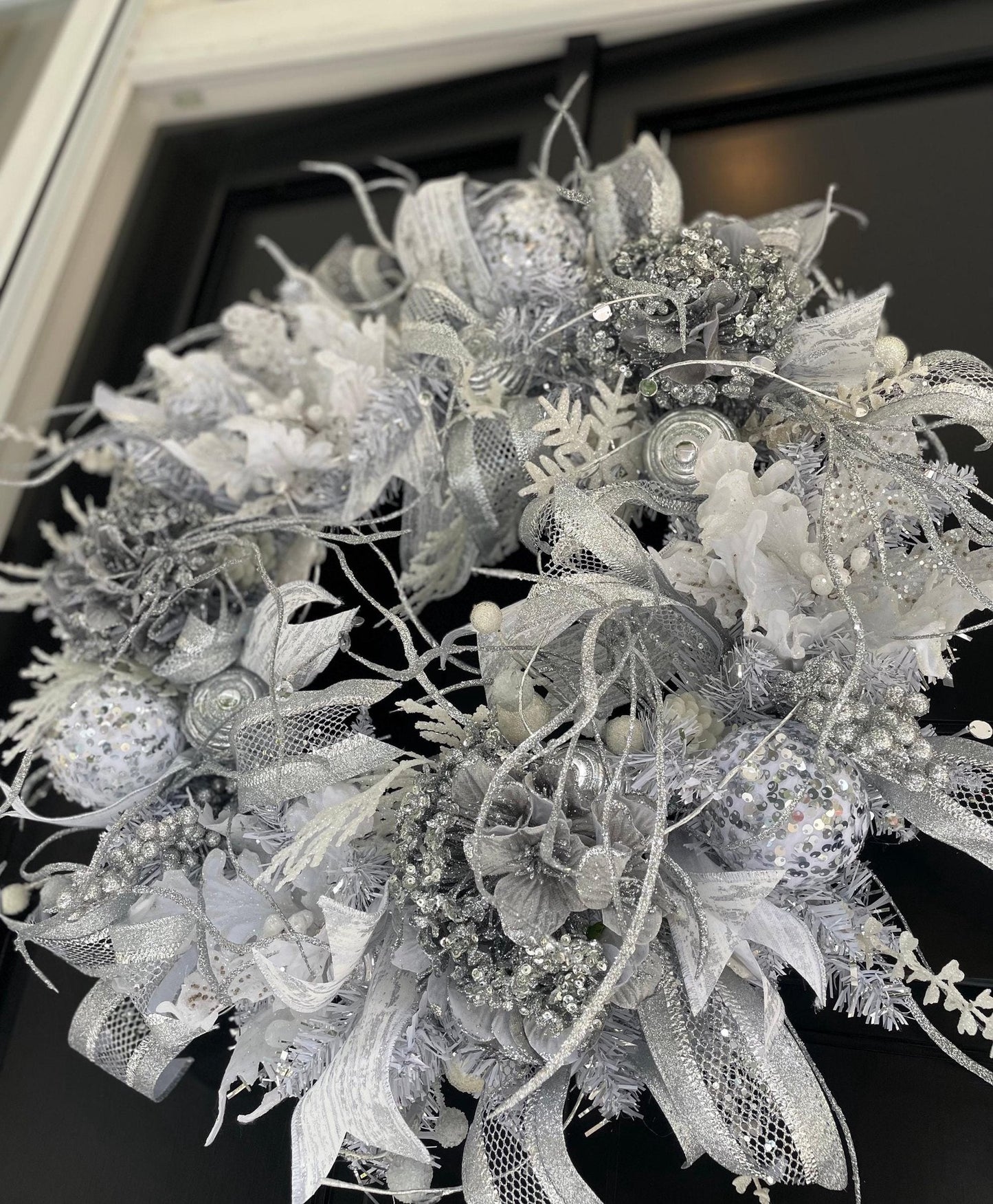 Luxury White & Silver Christmas Wreath | Winter Wonderland Front Door Wreath | 50cm (20")