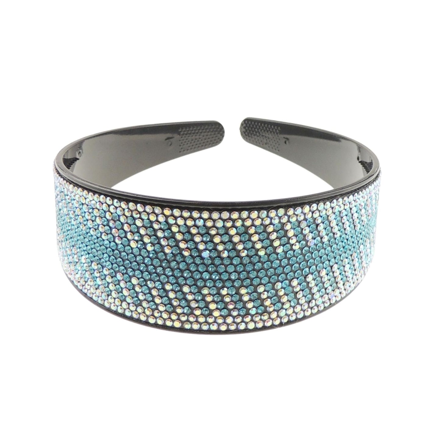Extra Sparkly Wide Large Womens Diamante Rhinestone Black Crystal Wedding Formal Occasion Christmas Birthday Pageant Bridal Party Alice Band Headwear Hairband Headband (Black Silver AB, One Size)