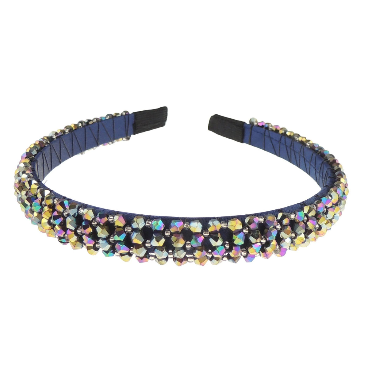 Womens Beaded Diamante Crystal Encrusted Sparkly 1.5cm Wedding Formal Occasion Bridesmaid Christmas Birthday Pageant Evening Bridal Party Formal Alice Band Headwear Hairband Headband