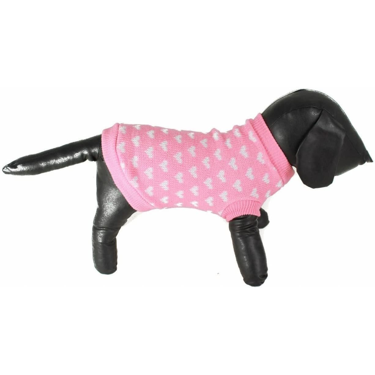 Cute Funny SMALL DOG ONLY Doggy Puppy Kitten Outfit Warm Walking Christmas Winter Girl Boy T-Shirt Knitted Wooly Jumper Coat Clothes Hoodies Ideas Pullover Sweater Apparel Pink Hearts