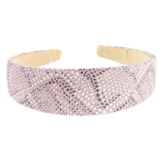 Ladies Girls Small Head School Party Birthday Christmas Evening Metallic Sparkle Snake Print Embossed Hair Hairband Accessories Headband Alice Band (Lilac)