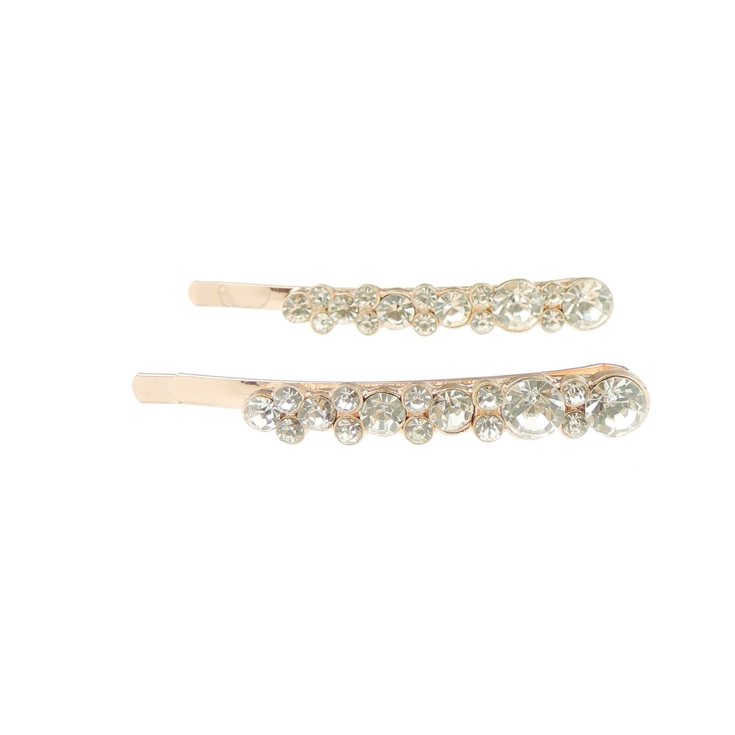 Set of 2 Girls Ladies 6cm Sparkly Crystal Circles Dots Hair Grips