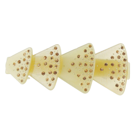 Womens Girls Crystal Rhinestone Diamante Wedding Birthday Party Evening School Ponytail Fine Medium Thick Hair Accessories Barrette Hairpin Grip French Spring Clip Feather Flower Bow (Beige)