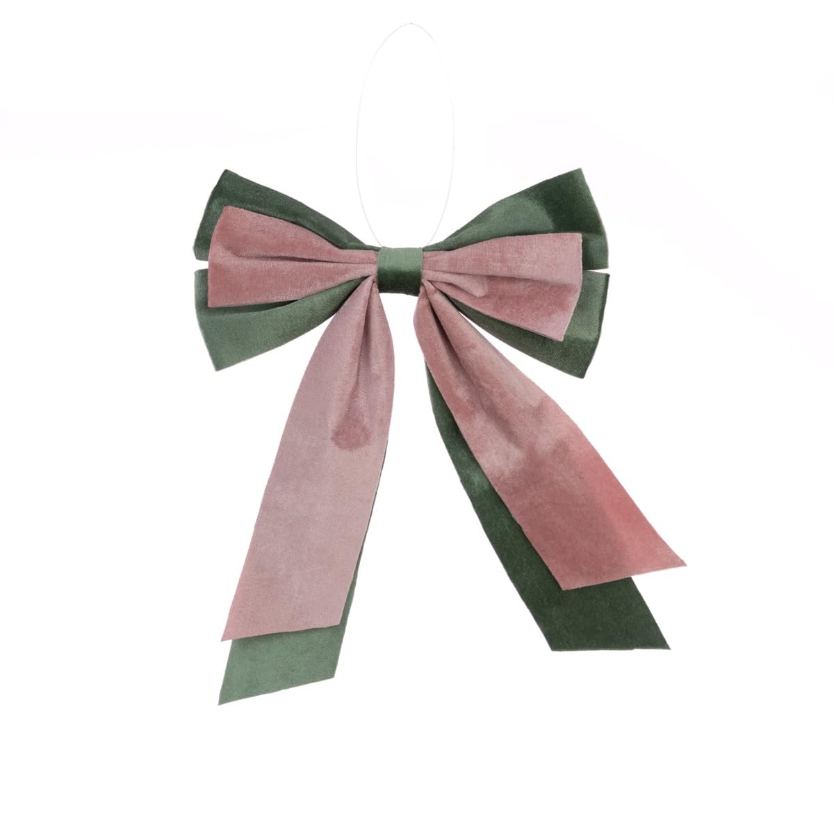 Velvet Soft Sage Green Pink Festive Bow Hanging Christmas Bow Xmas Tree Wreaths Decor Decoration