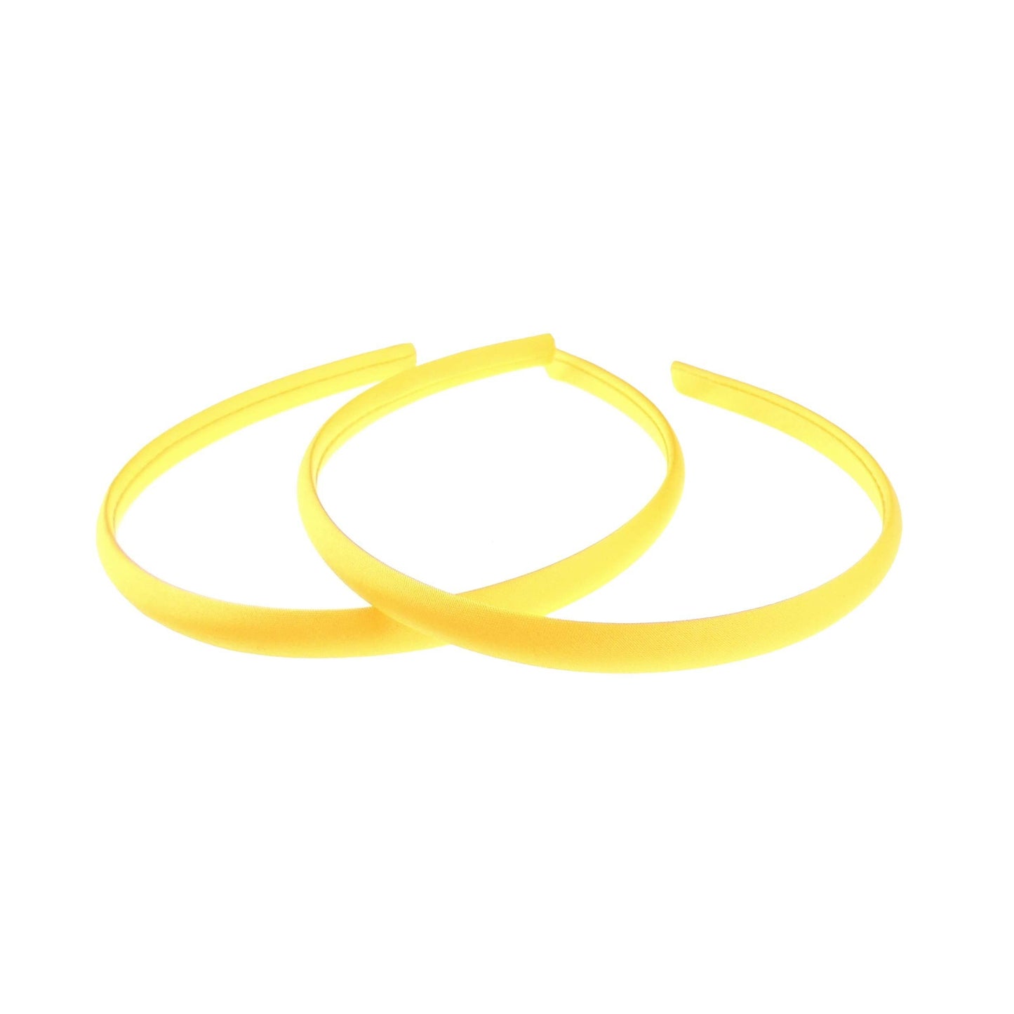 Pair of 2 Slim Thin 1cm Satin Covered Girls Party Satin Plain DIY Alice Headband Hairband Head Hair Band Kids School Uniform (Violet)