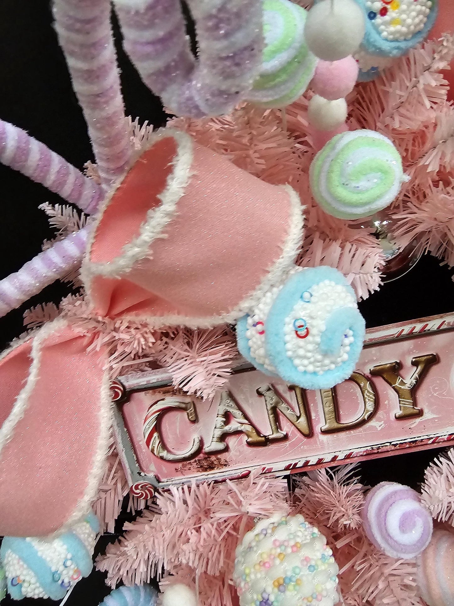 Luxury Pink Candy Shop Christmas Wreath | Pastel Sweet Shop Front Door Wreath | 60cm (24")