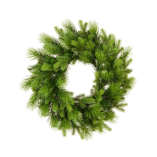 Large 60cm Luxury Full Bushy Mixed Pine Artificial Christmas Wreath - Lush Green Faux Evergreen Door Hanging Decoration for Holiday Festive Home Decor