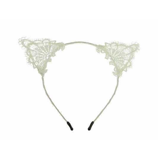 Womens Fancy Dress Up Party Role Play Cosplay Costume Christmas Hen Do Halloween Deeley Bopper Headband Hairband Hair Alice Band Fabric Lace Cat Kitten Ears