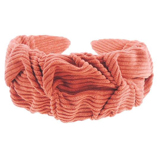 Womens Girls Wide Gathered Rouched Winter Evening Corduroy Velvet Soft Fabric Headband Alice Band Hair Band Accessories Wedding Bridal Party Christmas Birthday (Rust)