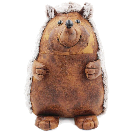 Home Office Distressed Leather Cute Plush Look Animal Novelty Weighted Door Stop Doorstopper Decor Ornament Decorative Birthday Christmas Idea Gift Heavy Weight Forest Hedgehog