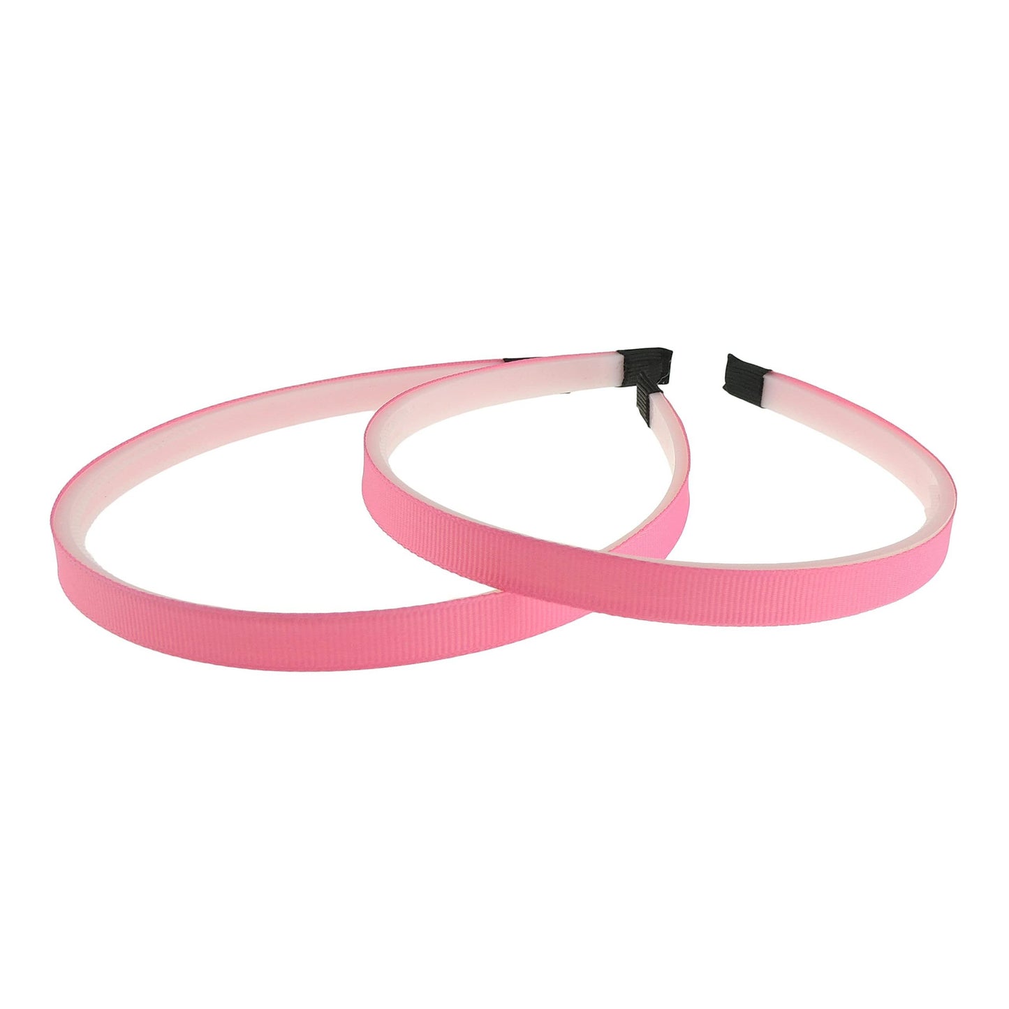 Ladies Girls Set of 2 Ribbed Satin Ribbon 10mm White Toothed Covered Headband Alice Band