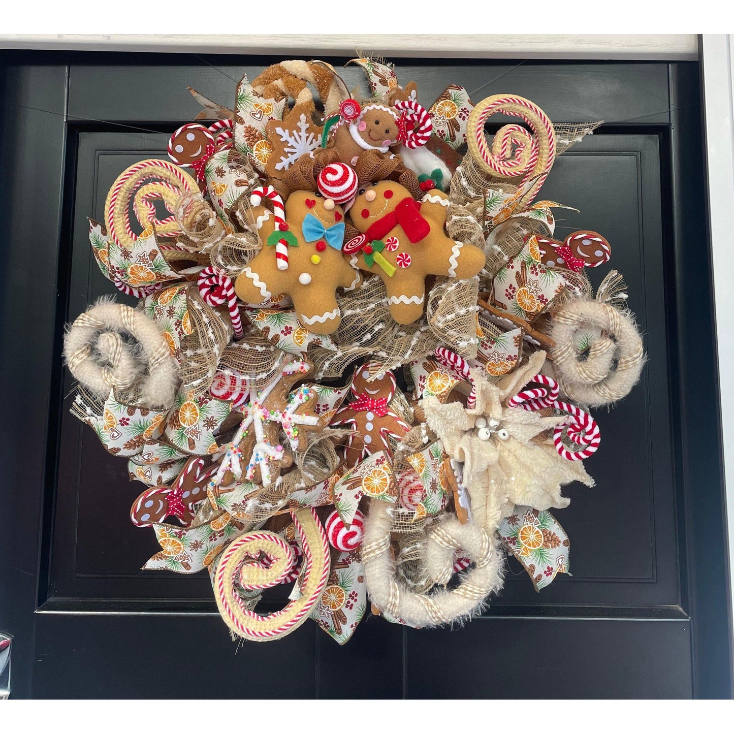 Gingerbread luxury Christmas Front Door Wreath Traditional Elegant Porch Holiday House Home Decor Decoration Winter Swag Designer Unique