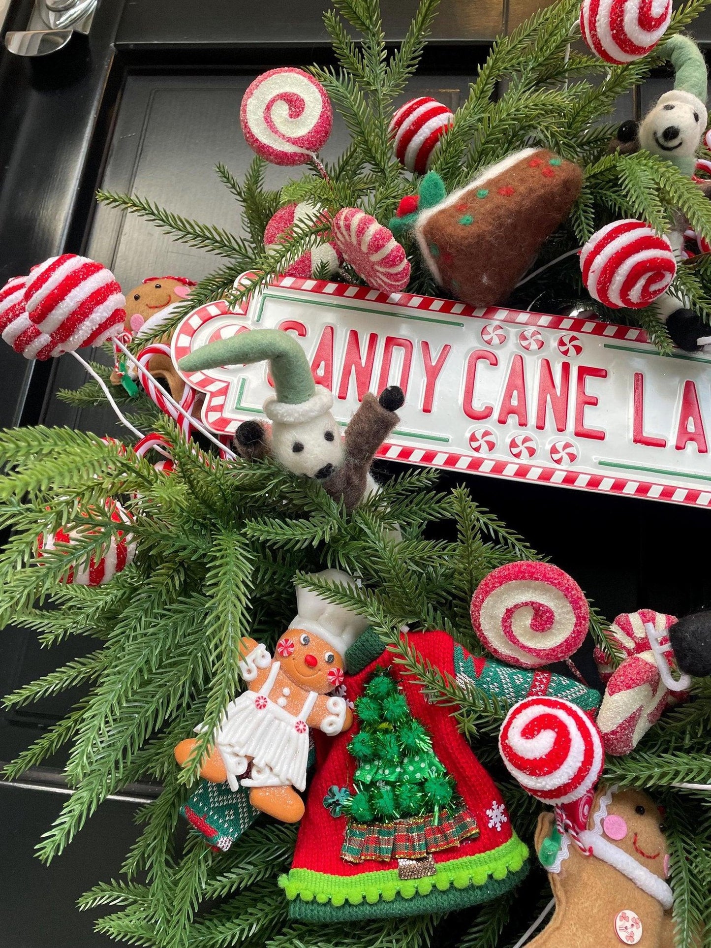 Luxury North Pole Christmas Wreath | Traditional Candy Cane Front Door Wreath | Red & Green Holiday Decor