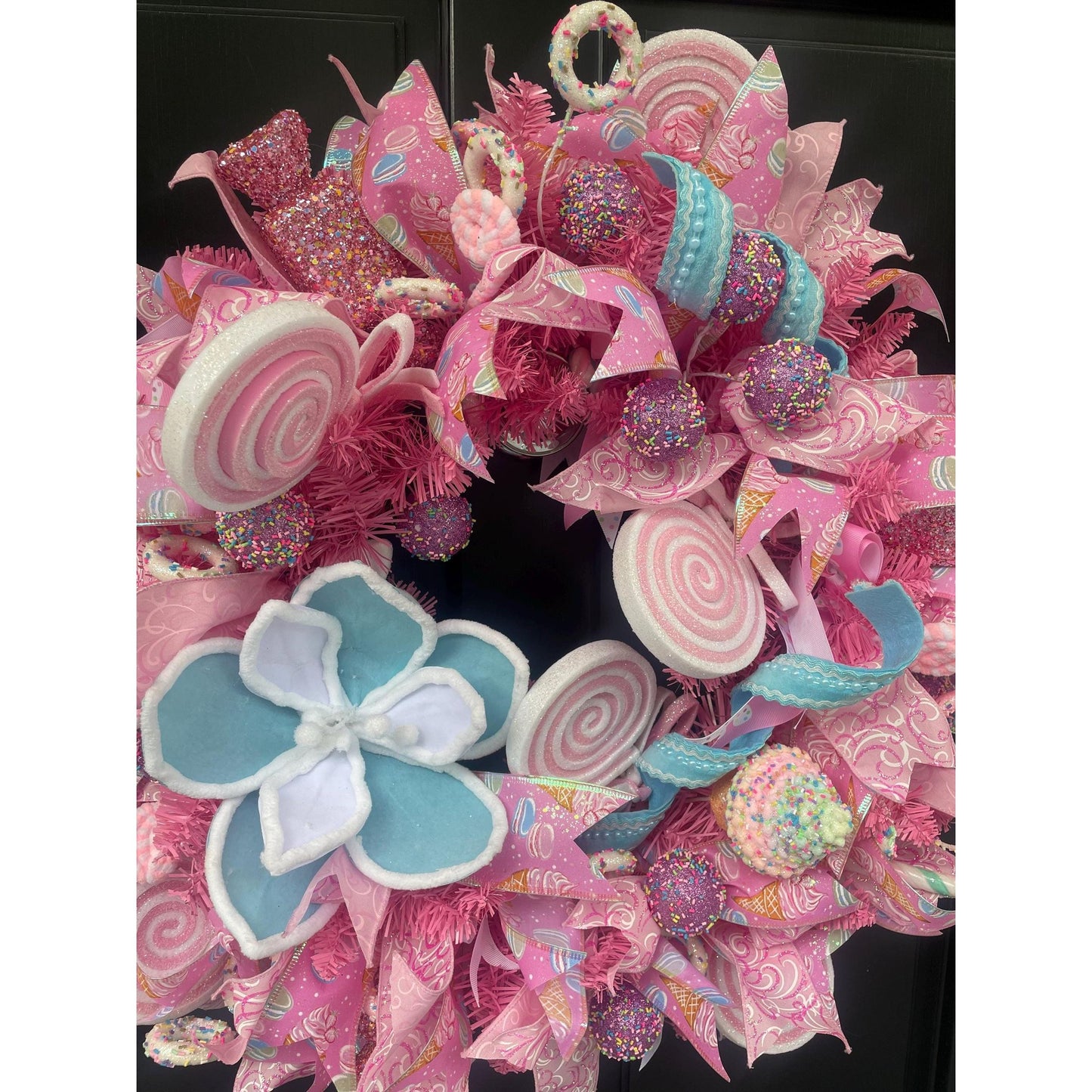 Luxury Candy Shop Pink Pastel Sweets Christmas Wreath Front Door Luxury Home Decorations Xmas Winter Mantle Decor Holiday Wreath Advent Swag